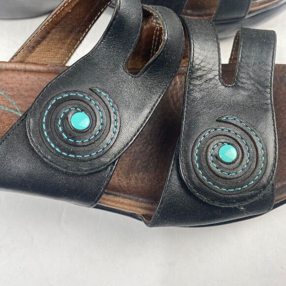 Dansko Women's size 41 Dixie Full Grain Black/Turquoise Women's Sandals Leather - Picture 11 of 16